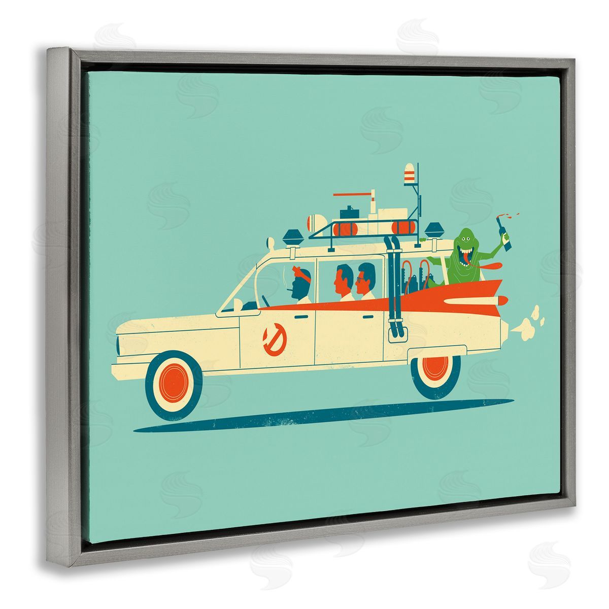 Jay Fleck People & Monster Car Gray Floater Frame Canvas Artside_