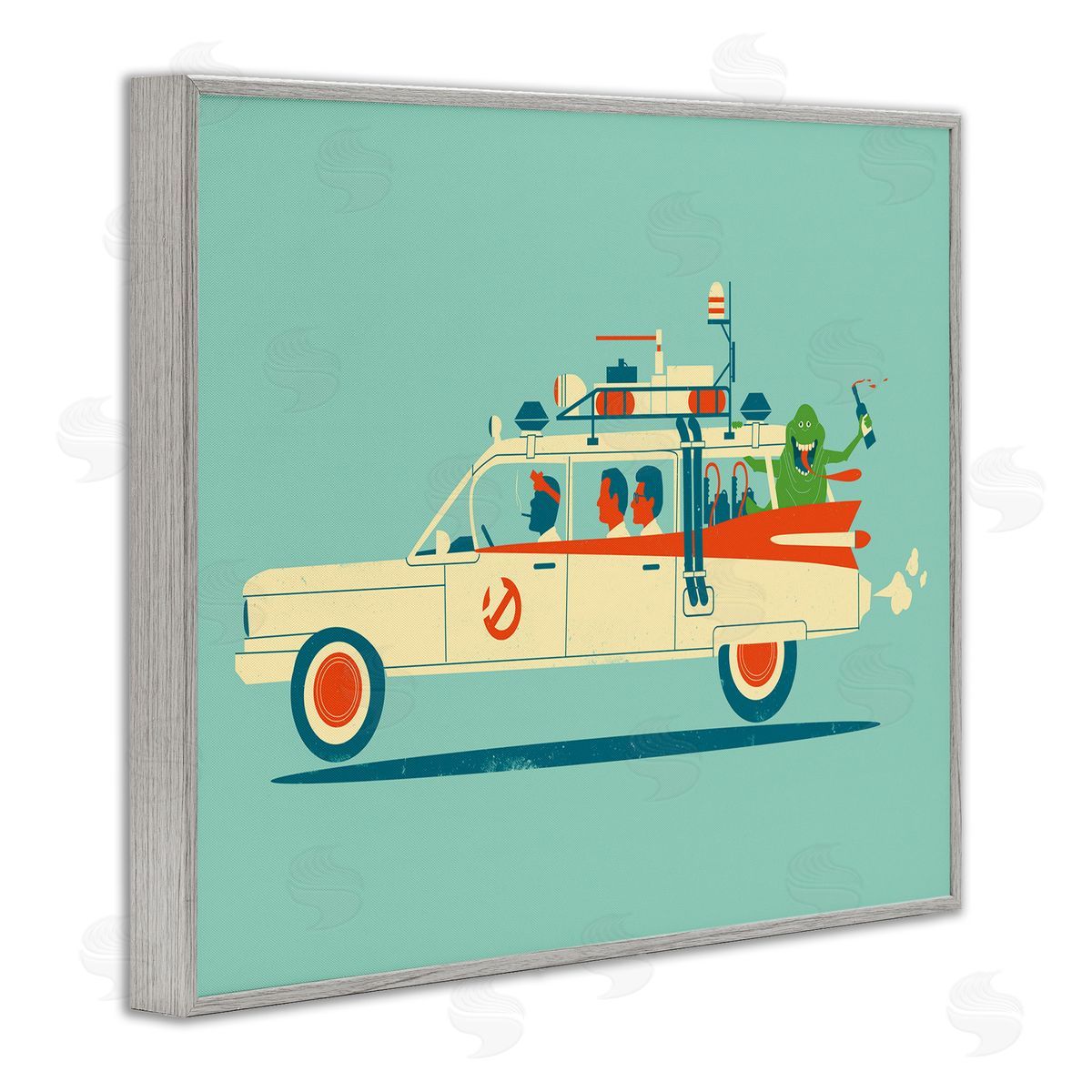 Jay Fleck People & Monster Car Gray Framed Giclee Wall Artside_