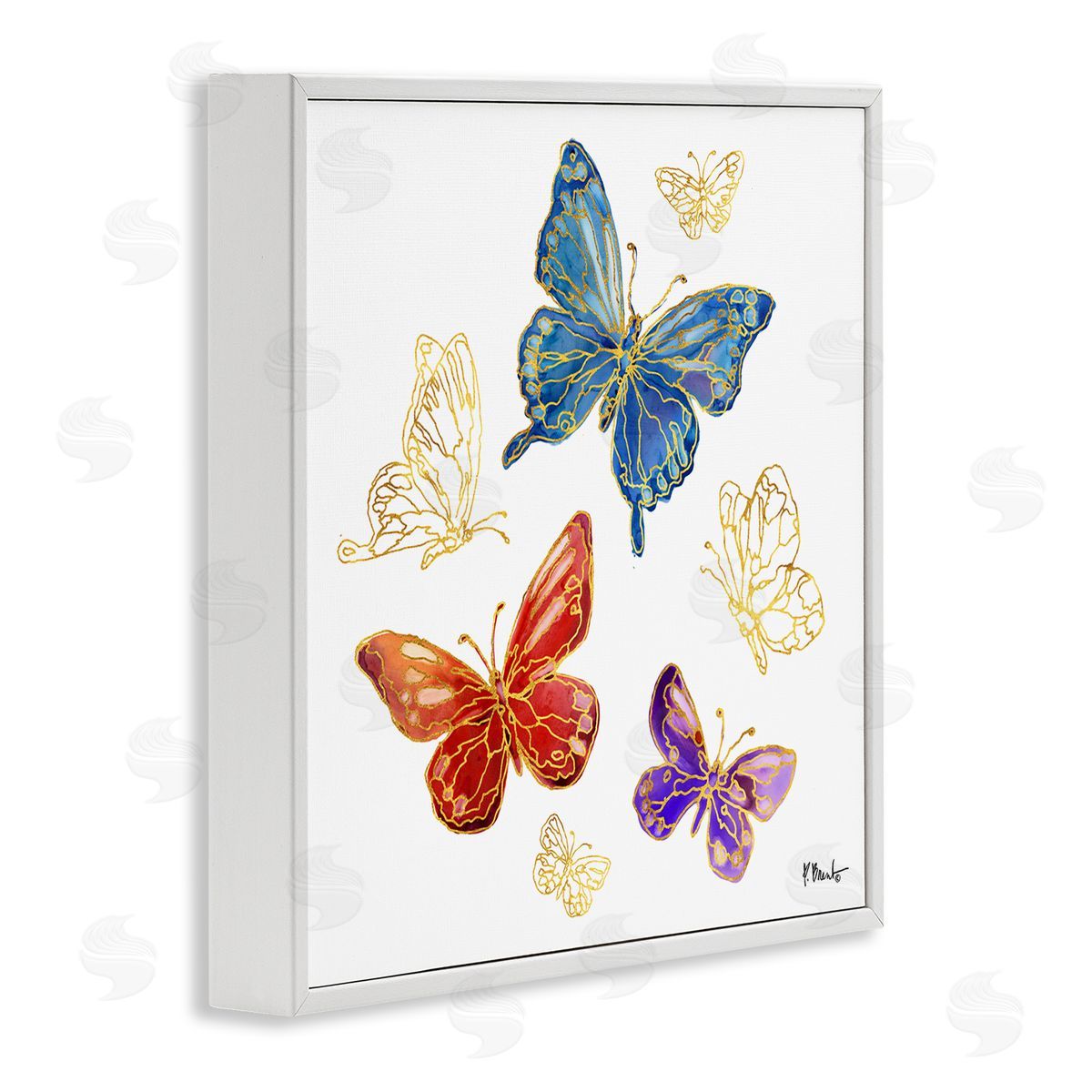 Paul Brent Butterfly Glam Detail White Framed Giclee Wall Artside_