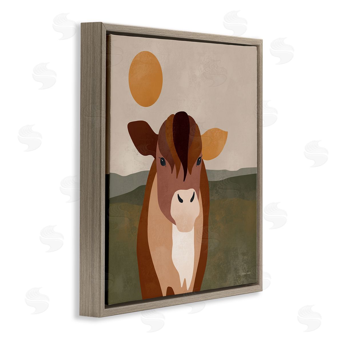 Rachel Nieman Modern Farm Animal Brown Floater Frame Canvas Artside_