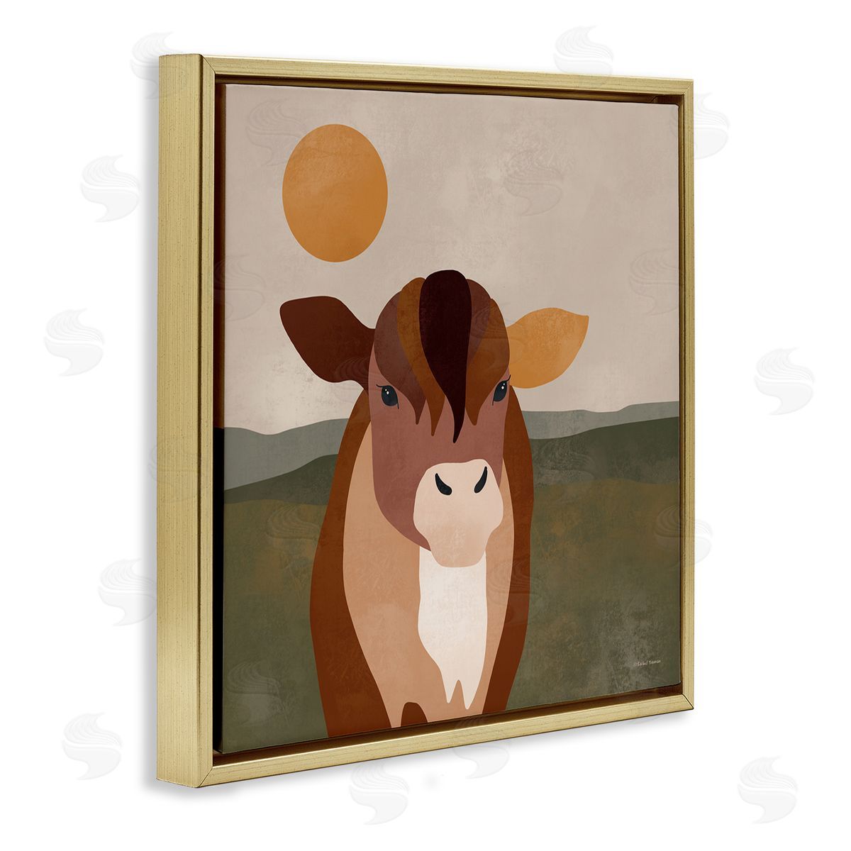 Rachel Nieman Modern Farm Animal Gold Floater Frame Canvas Artside_