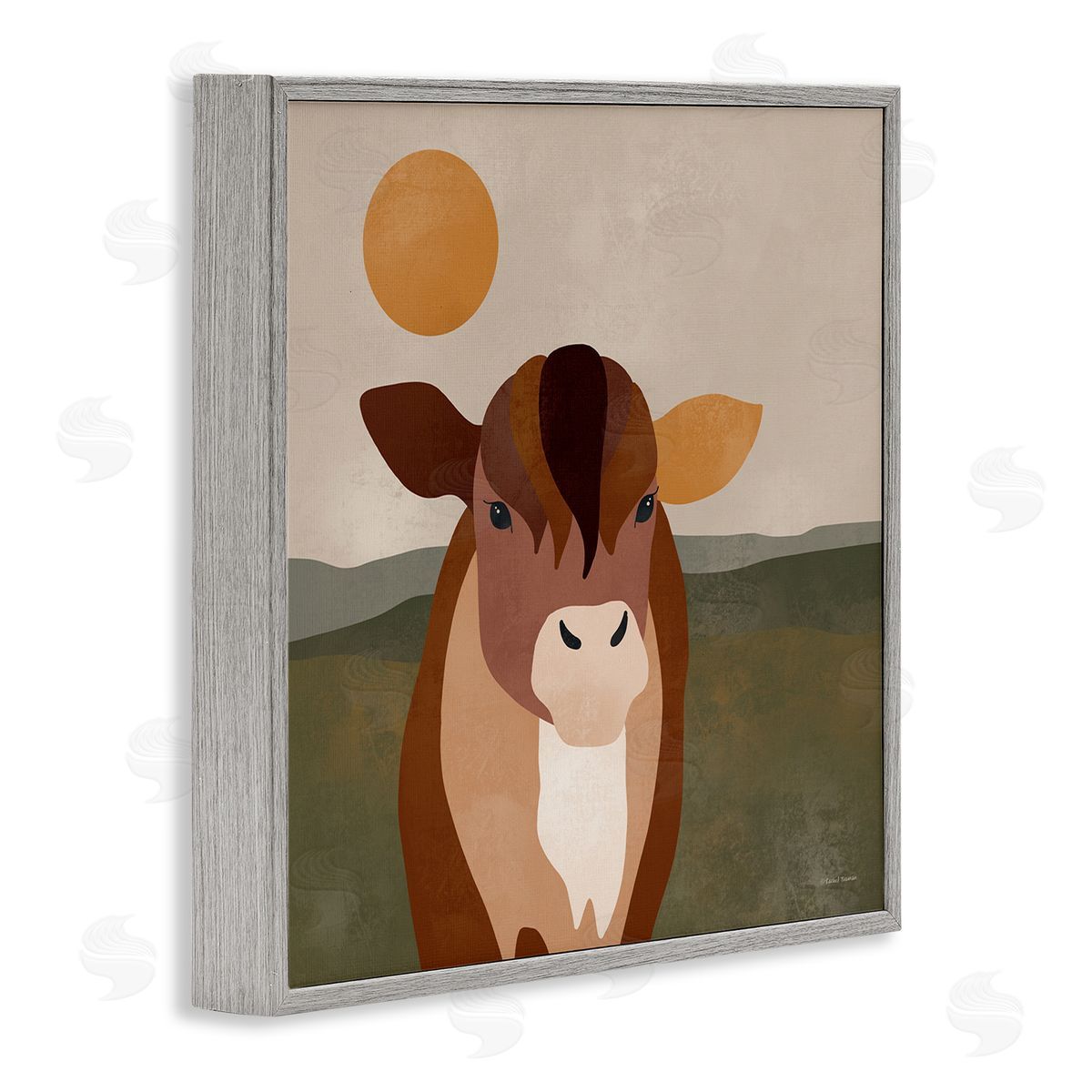 Rachel Nieman Modern Farm Animal Gray Framed Giclee Wall Artside_