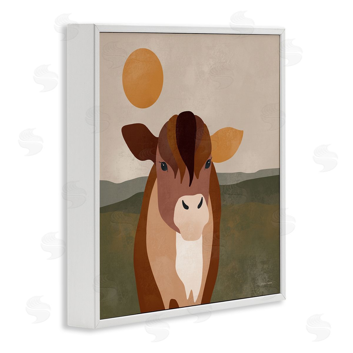 Rachel Nieman Modern Farm Animal White Framed Giclee Wall Artside_