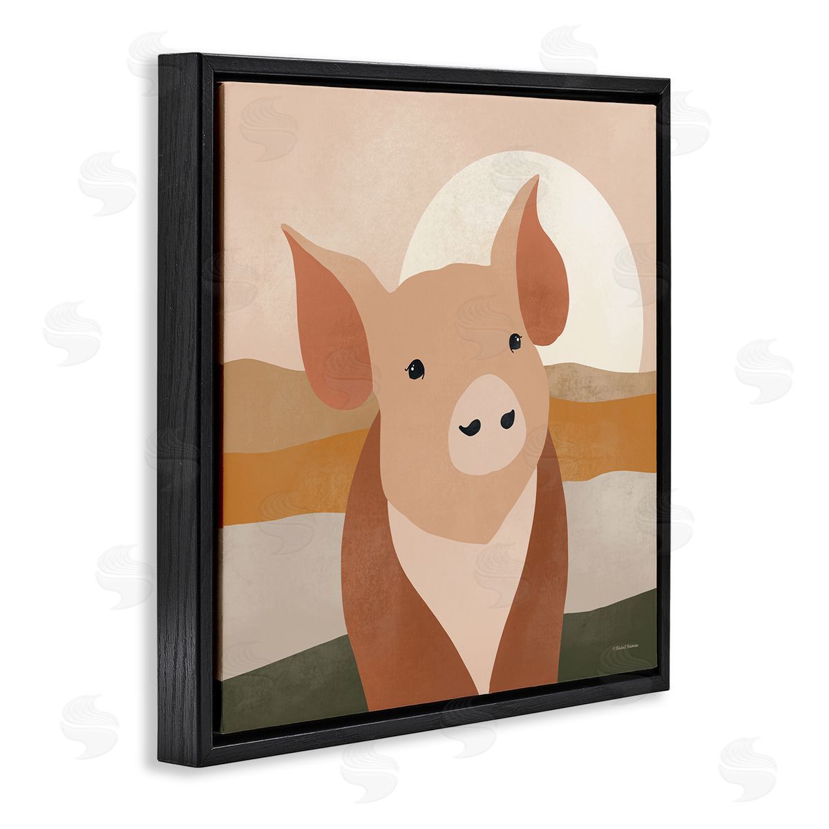 Rachel Nieman Modern Farmhouse Pig Black Floater Frame Canvas Artside_