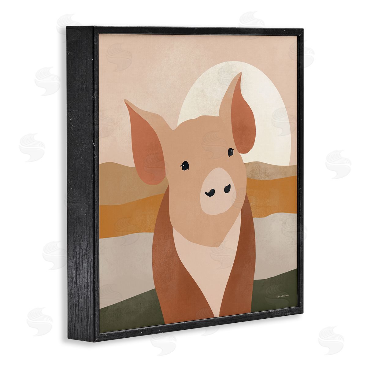 Rachel Nieman Modern Farmhouse Pig Black Framed Giclee Wall Artside_
