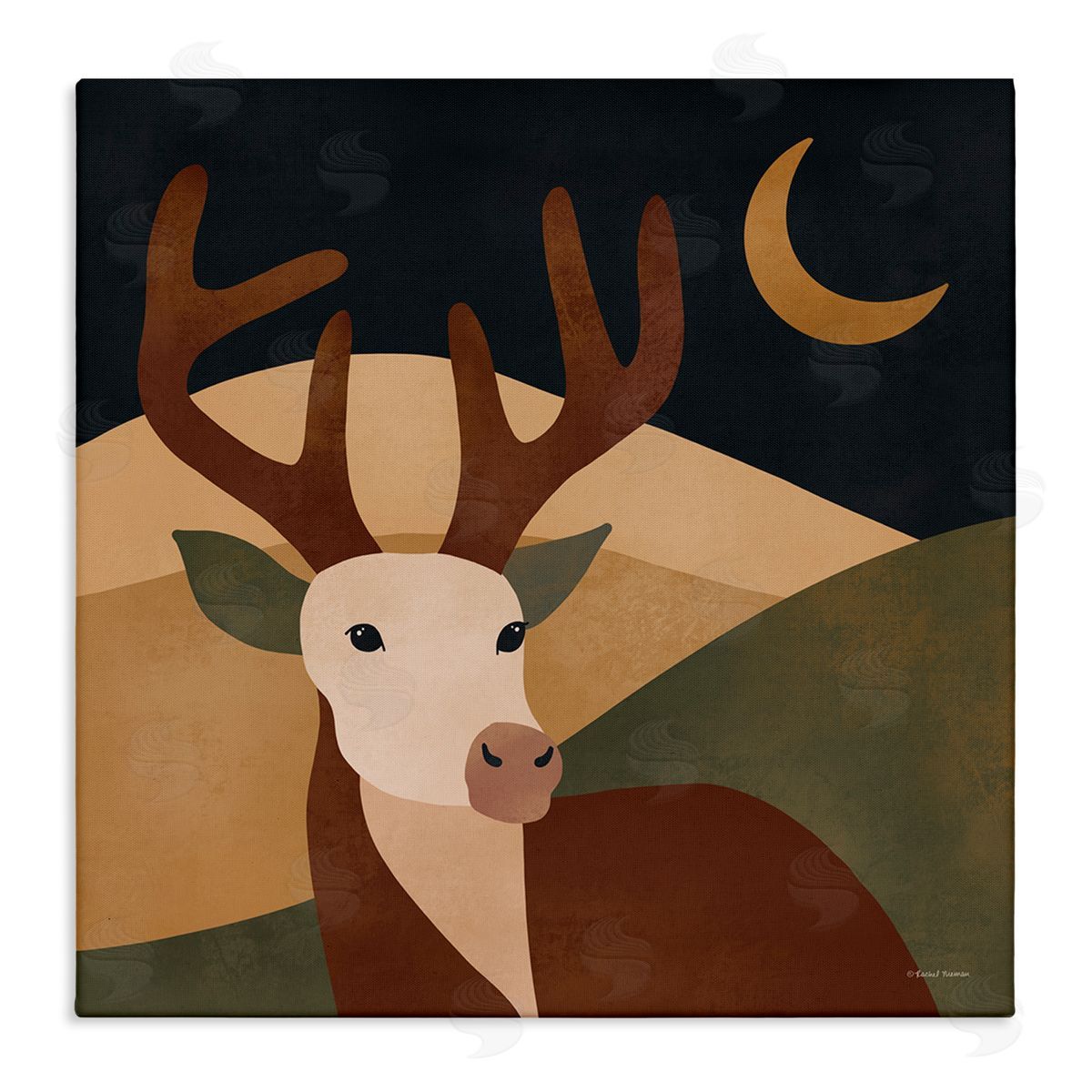 Rachel Nieman Minimal Deer Landscape Canvas Wall Art