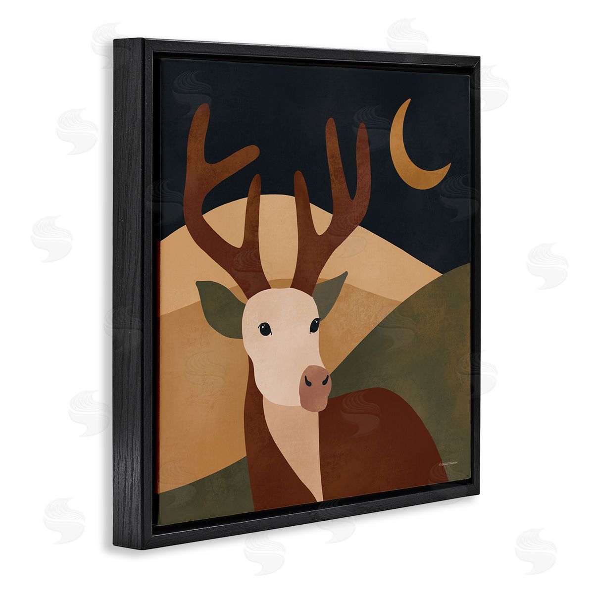 Rachel Nieman Minimal Deer Landscape Black Floater Frame Canvas Artside_