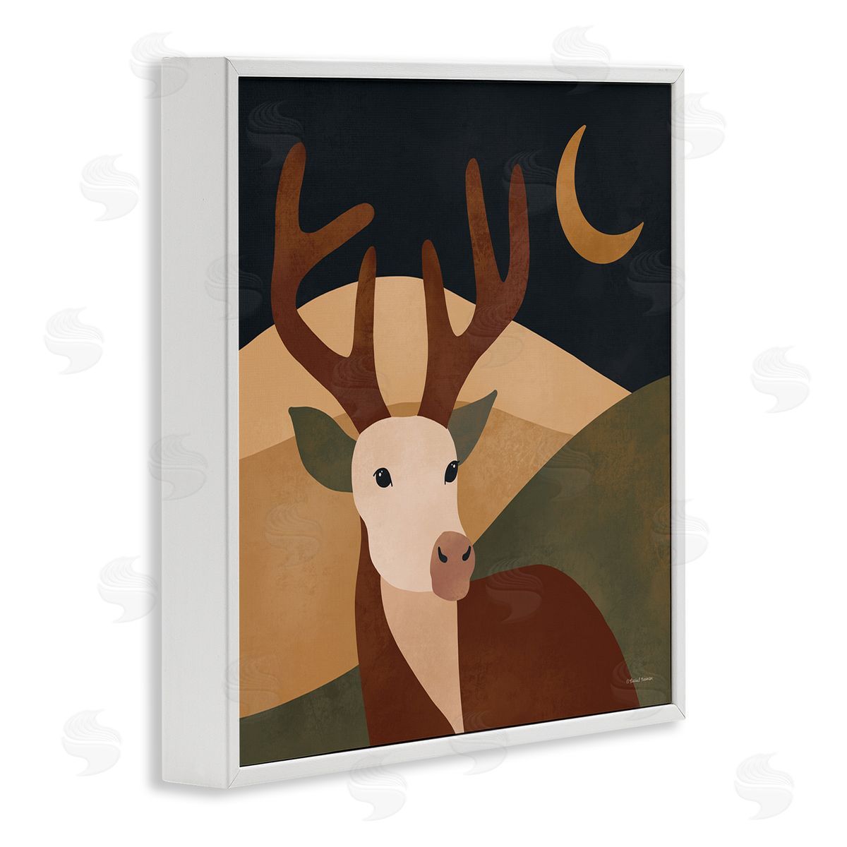 Rachel Nieman Minimal Deer Landscape White Framed Giclee Wall Artside_