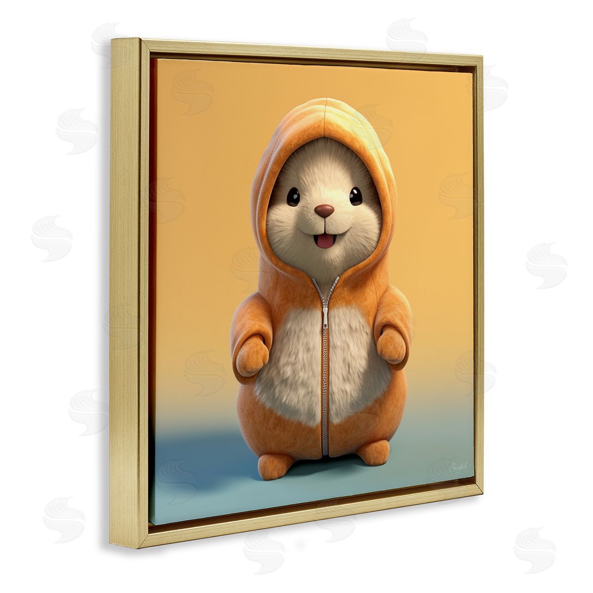 Roozbeh Mouse Wearing Sweater Gold Floater Frame Canvas Artside_