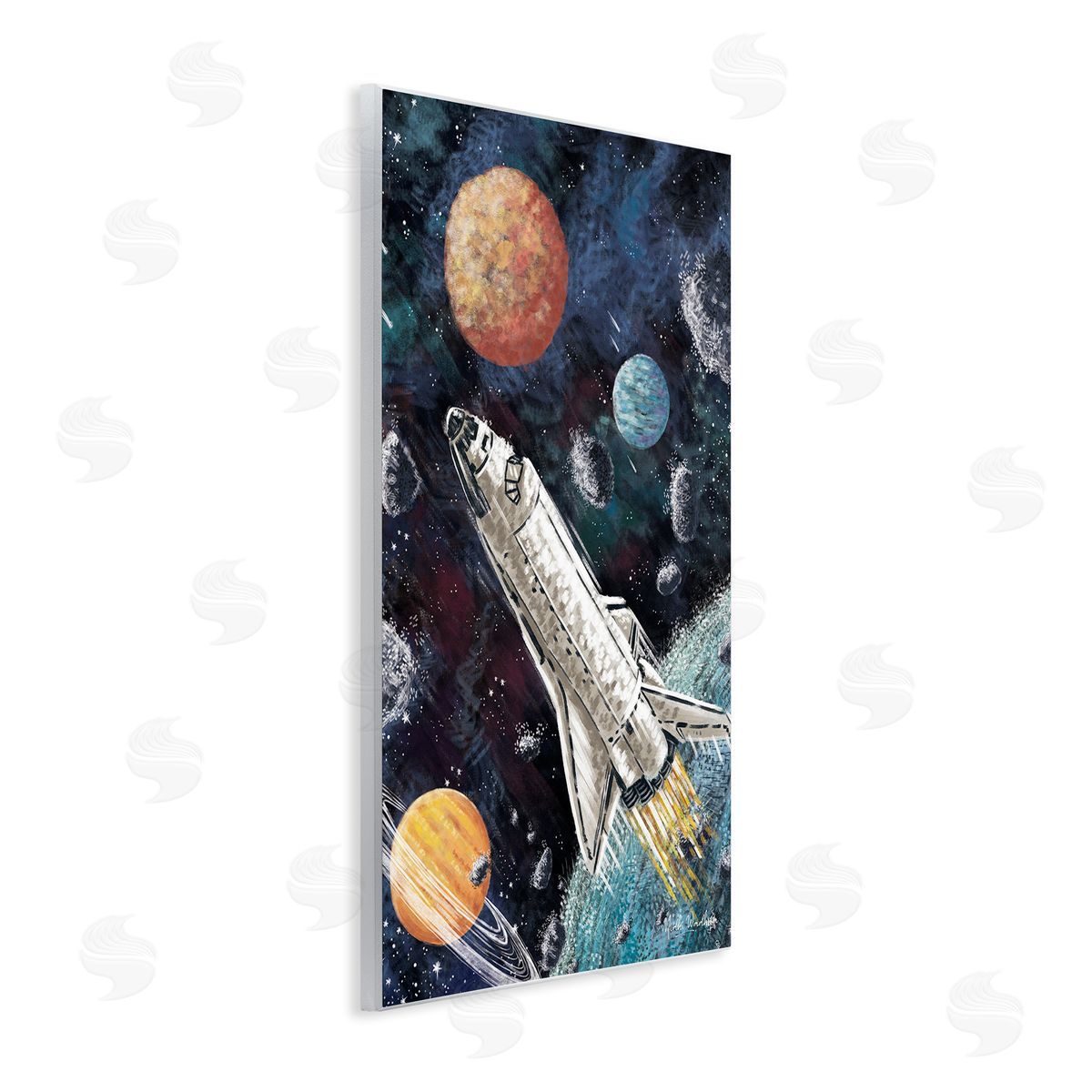 Nidhi Wadhwa Spaceship in Outer Space Wall Plaque Artside_
