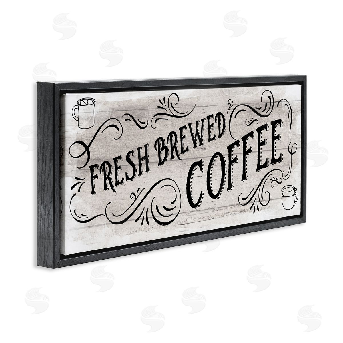 Amanda Murray Fresh Brewed Coffee Phrase Black Floater Frame Canvas Artside_