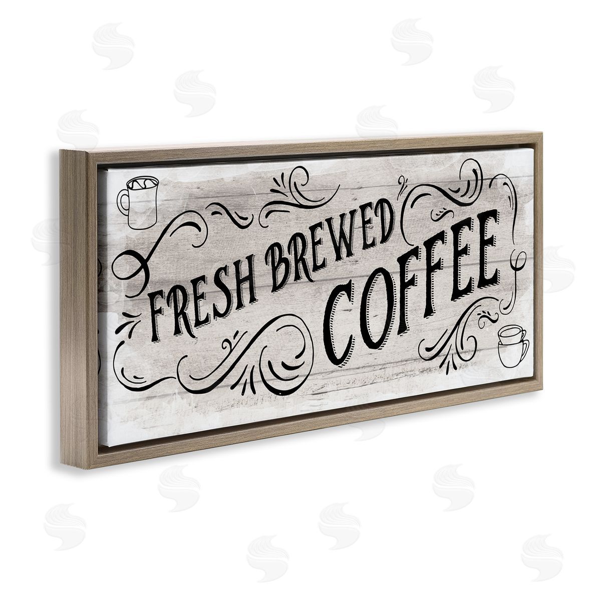 Amanda Murray Fresh Brewed Coffee Phrase Brown Floater Frame Canvas Artside_
