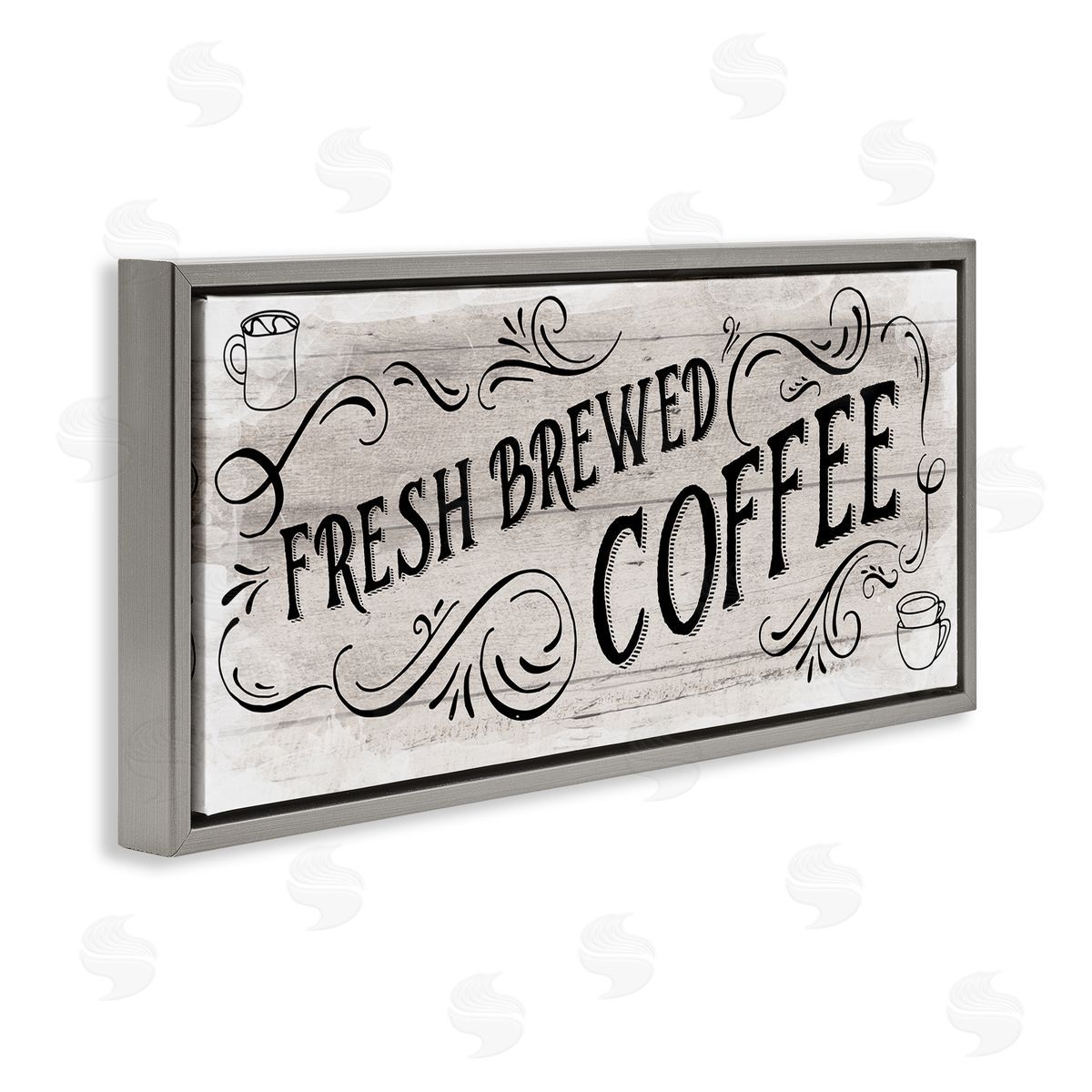 Amanda Murray Fresh Brewed Coffee Phrase Gray Floater Frame Canvas Artside_