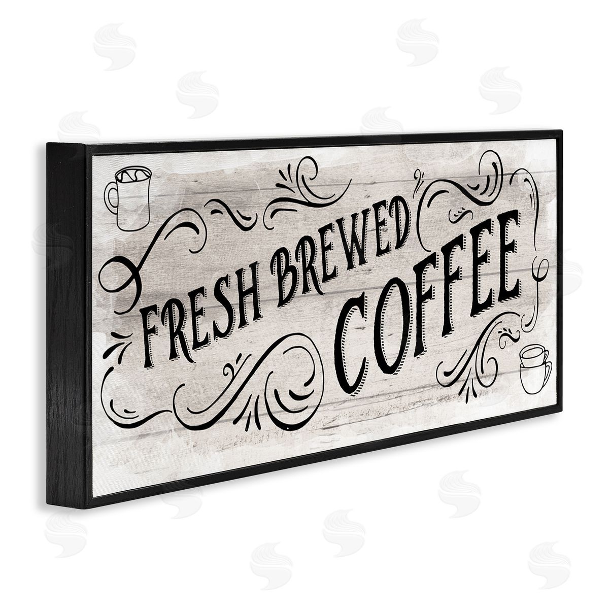 Amanda Murray Fresh Brewed Coffee Phrase Black Framed Giclee Wall Artside_