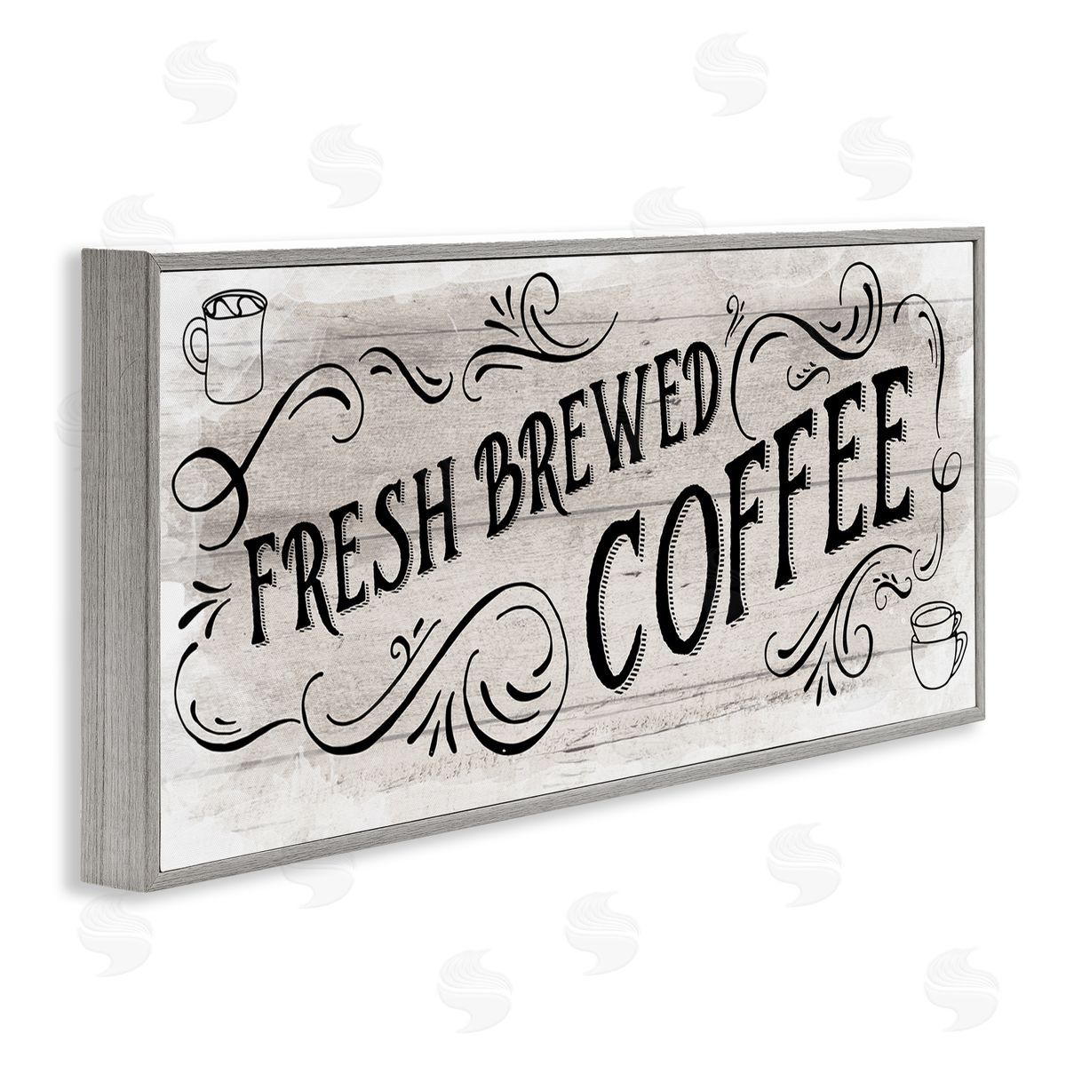 Amanda Murray Fresh Brewed Coffee Phrase Gray Framed Giclee Wall Artside_