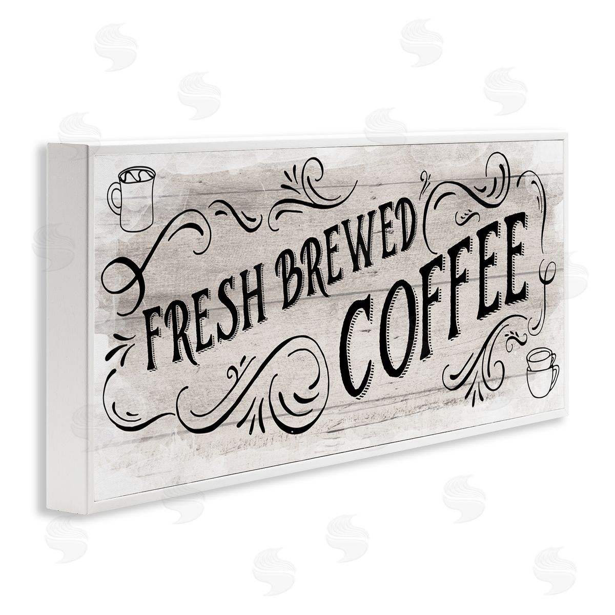 Amanda Murray Fresh Brewed Coffee Phrase White Framed Giclee Wall Artside_