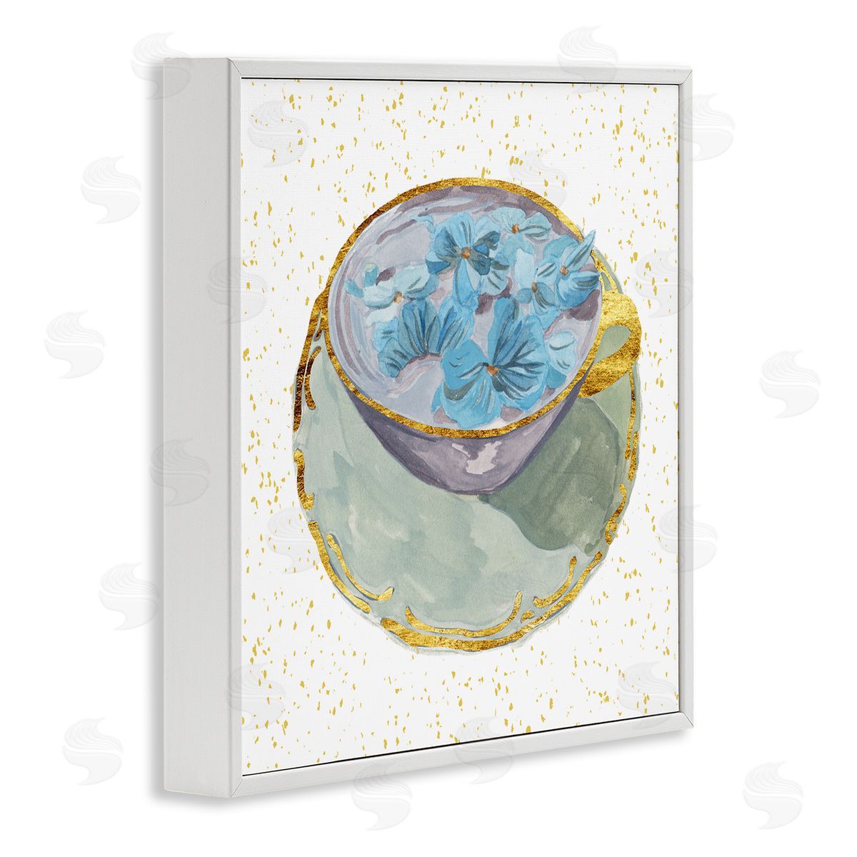 Melissa Wang Glam Floral Teacup White Framed Giclee Wall Artside_