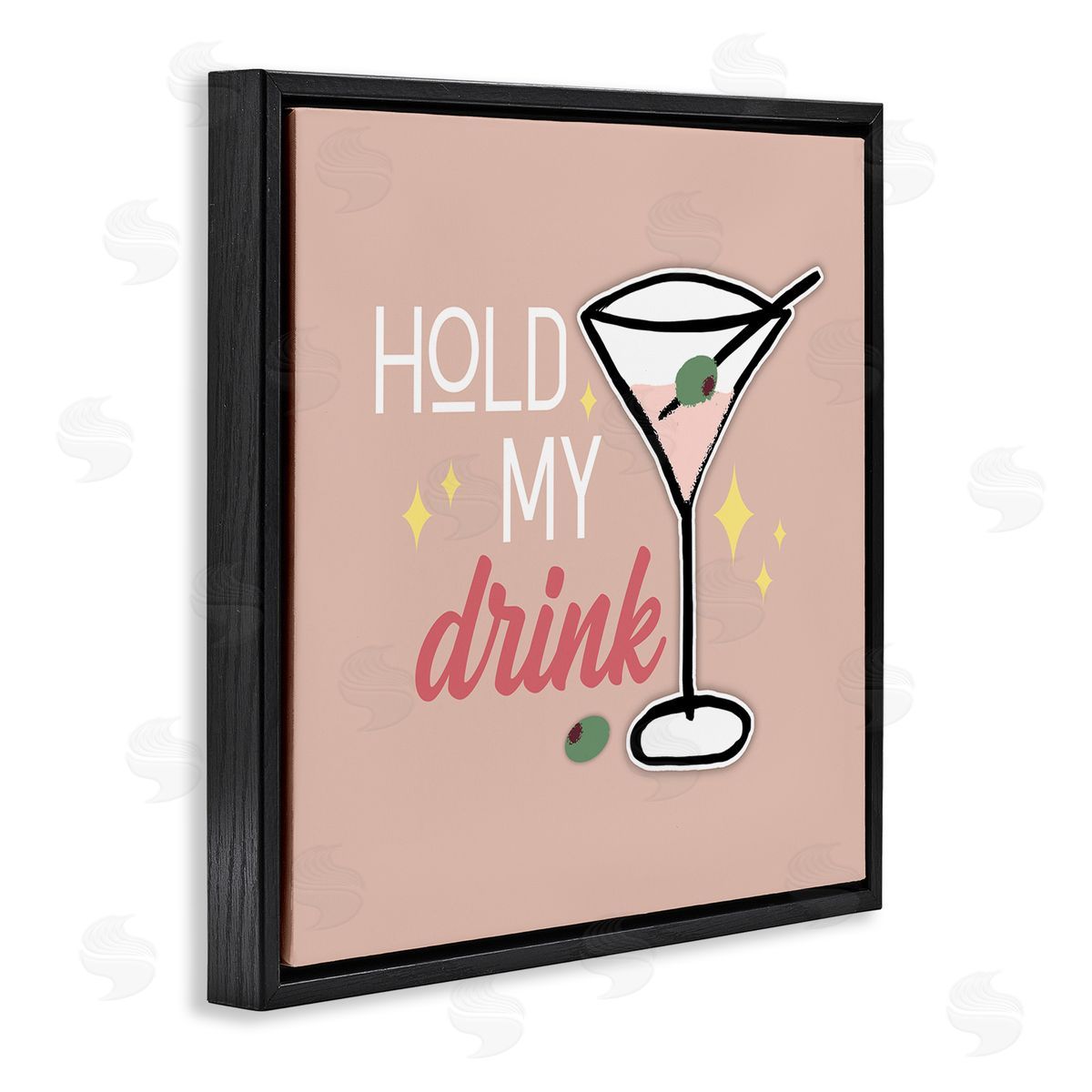 Anna Quach Hold My Drink Martini Black Floater Frame Canvas Artside_