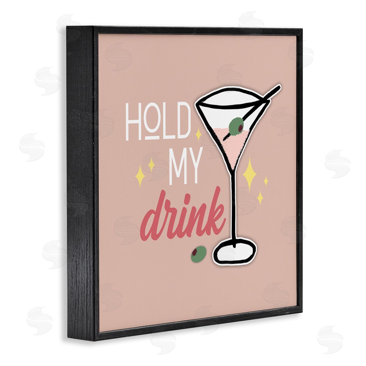 Anna Quach Hold My Drink Martini Black Framed Giclee Wall Artside_