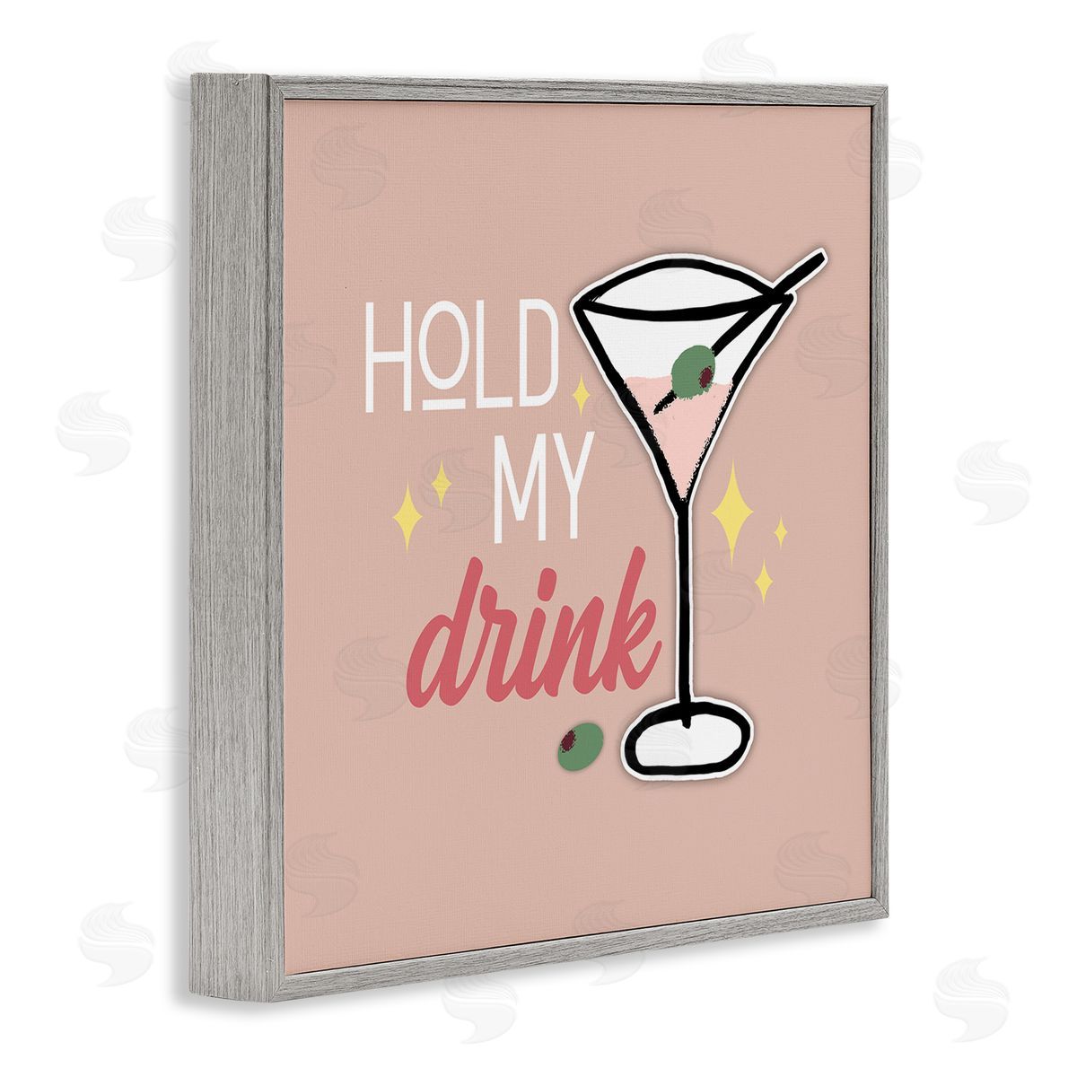 Anna Quach Hold My Drink Martini Gray Framed Giclee Wall Artside_