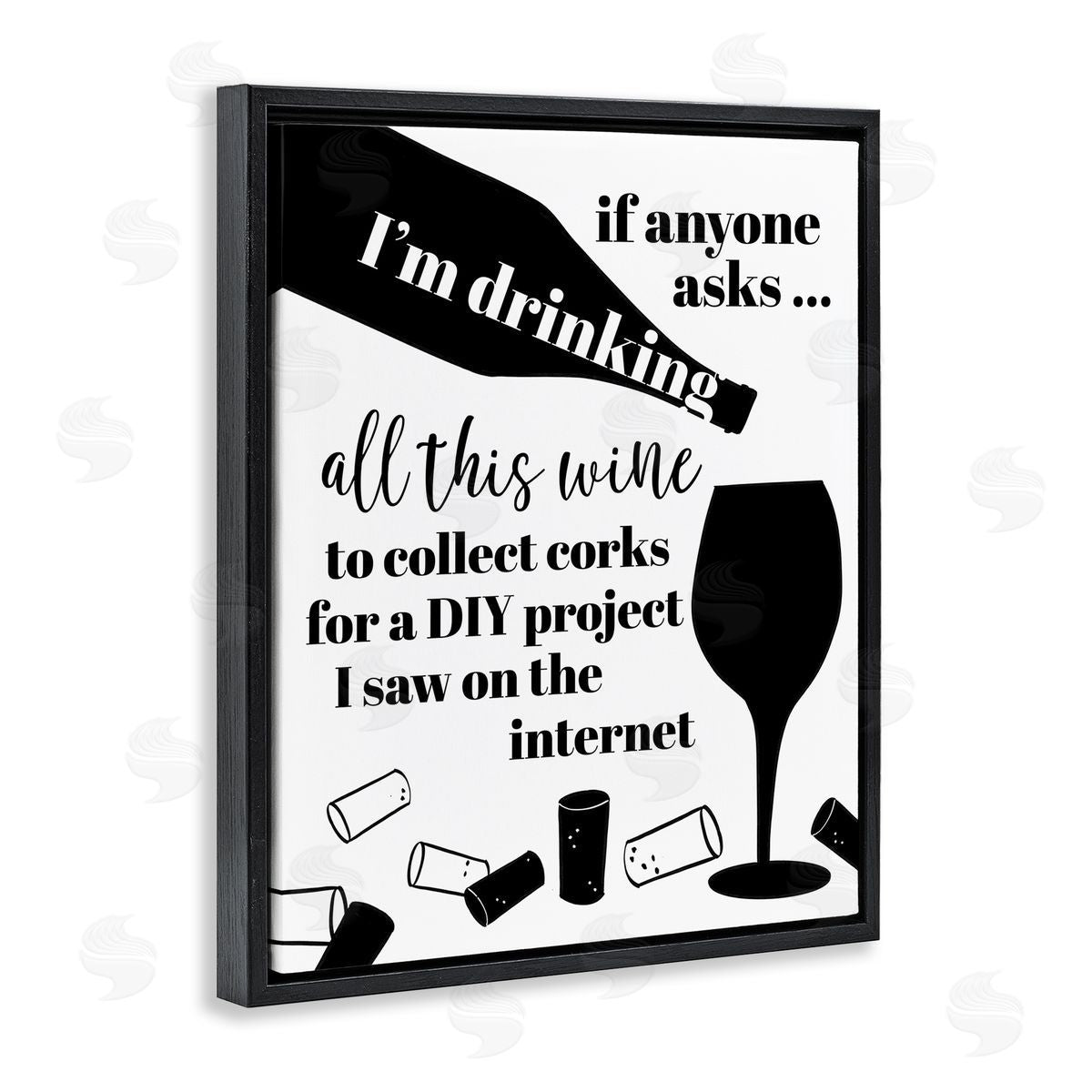 Anna Quach Funny Wine DIY Phrase Black Floater Frame Canvas Artside_
