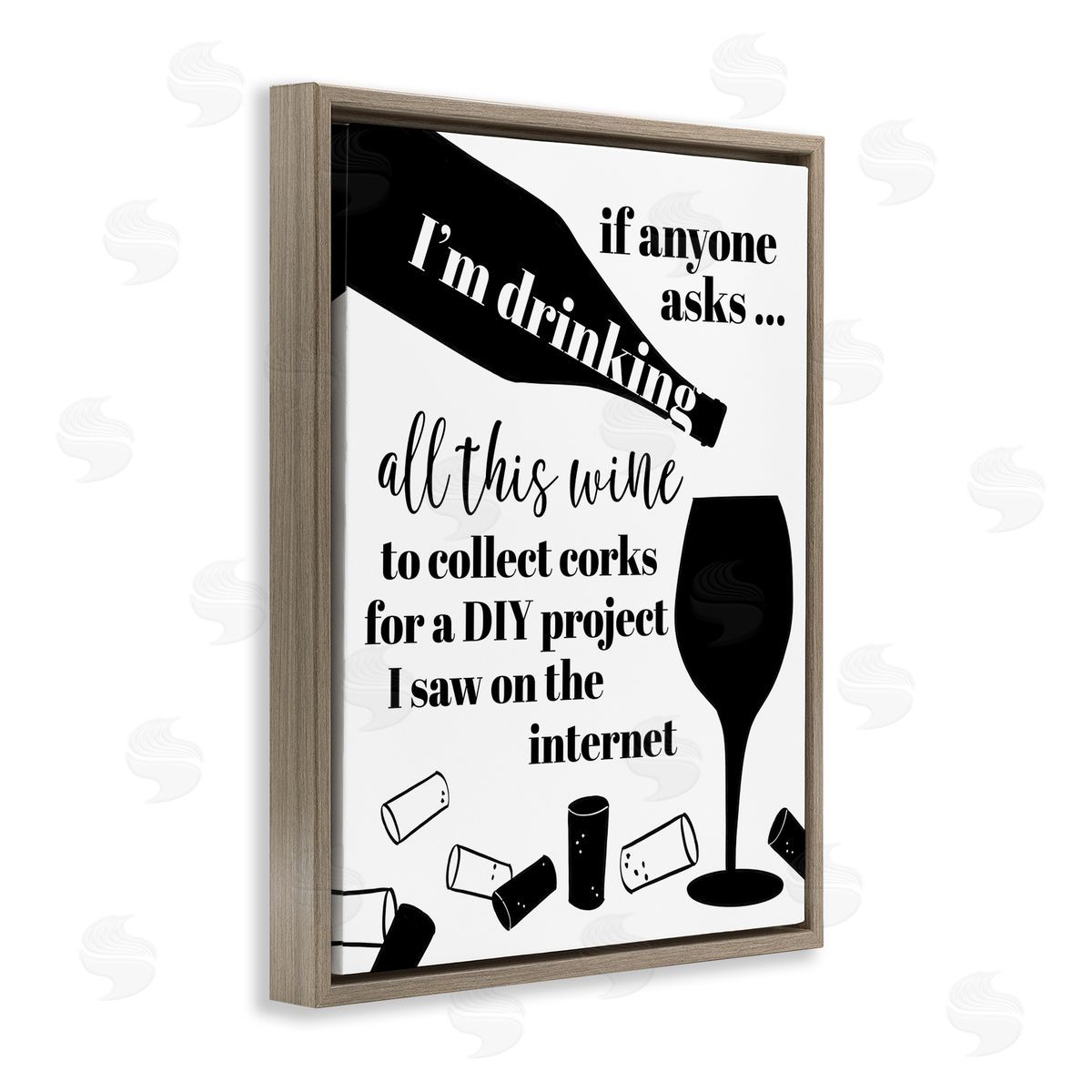Anna Quach Funny Wine DIY Phrase Brown Floater Frame Canvas Artside_