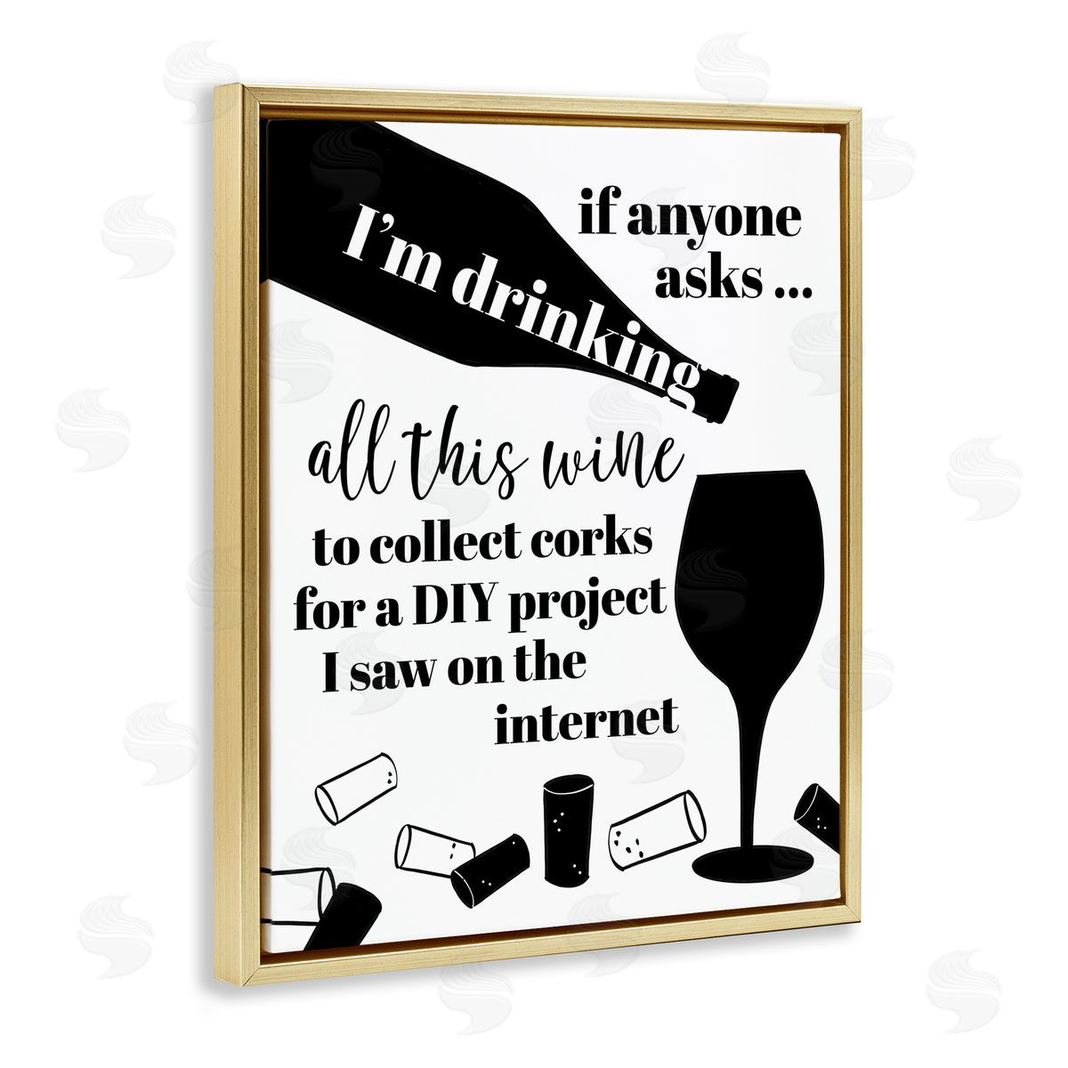 Anna Quach Funny Wine DIY Phrase Gold Floater Frame Canvas Artside_
