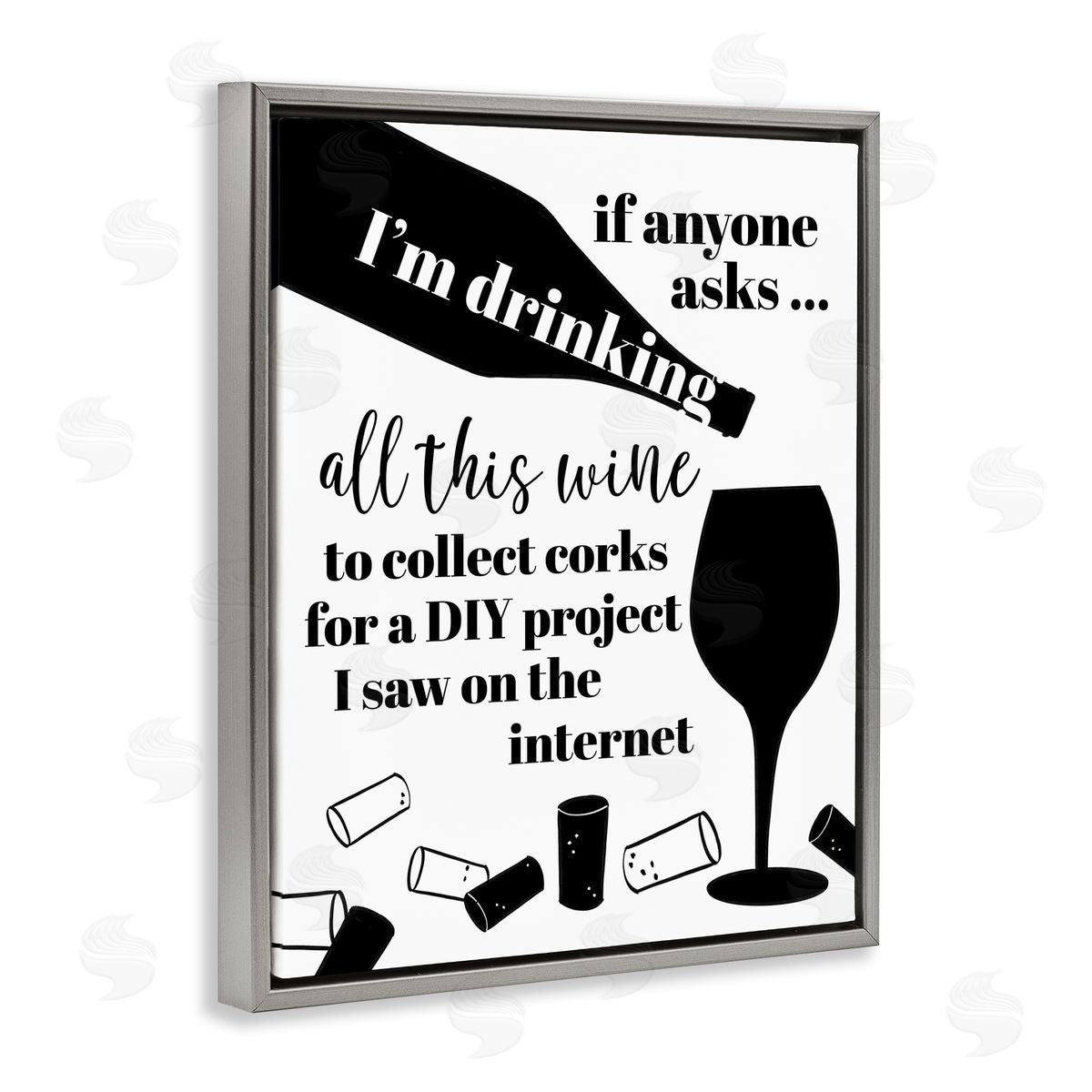 Anna Quach Funny Wine DIY Phrase Gray Floater Frame Canvas Artside_