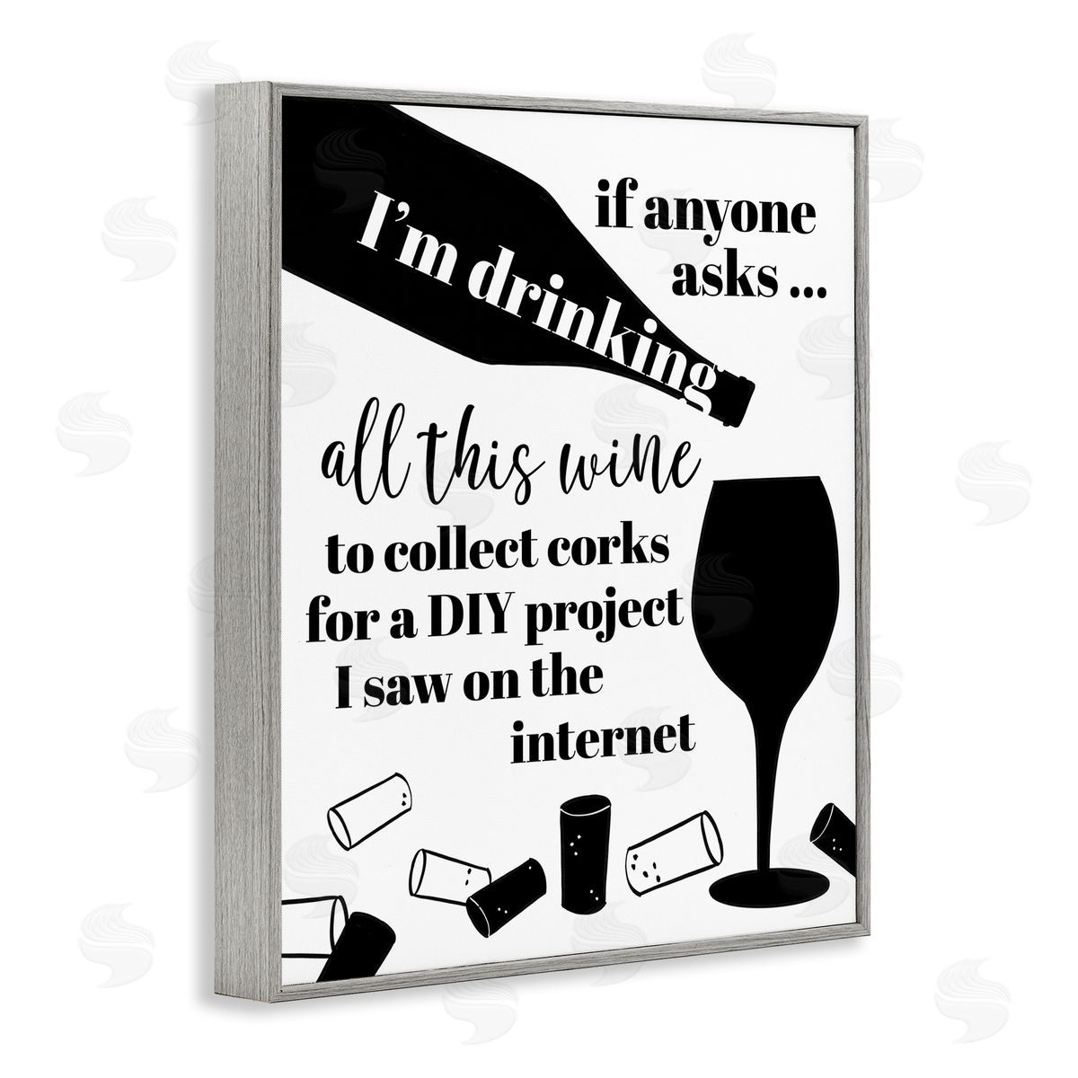 Anna Quach Funny Wine DIY Phrase Gray Framed Giclee Wall Artside_
