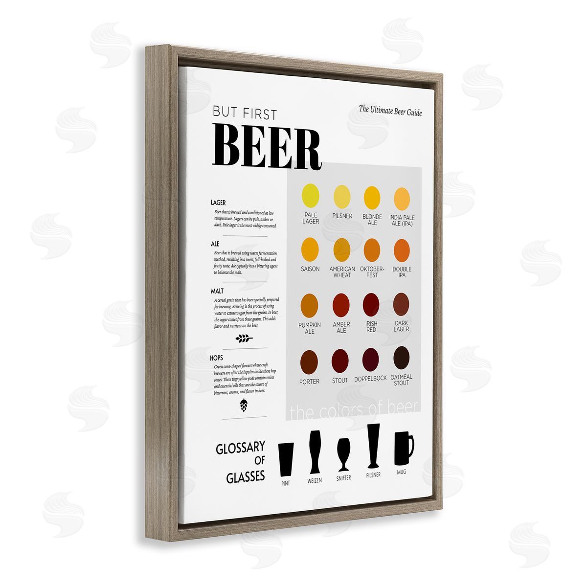 Anna Quach But First Beer Diagram Brown Floater Frame Canvas Artside_