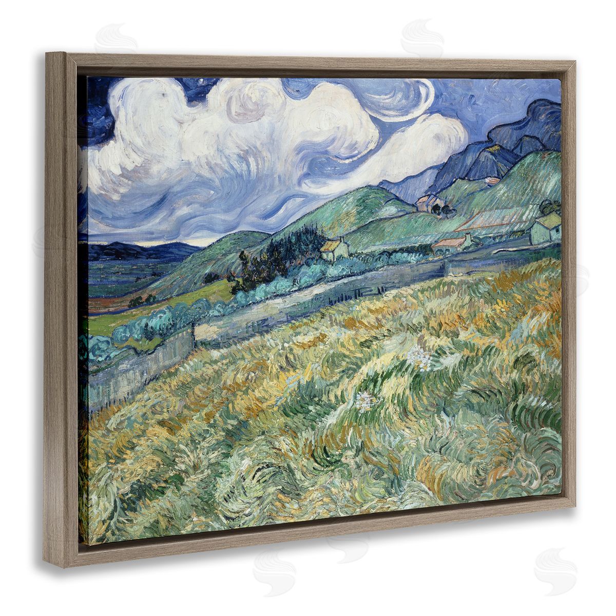 Vincent Van Gogh Green Wheat Field Van Gogh Brown Floater Frame Canvas Artside_