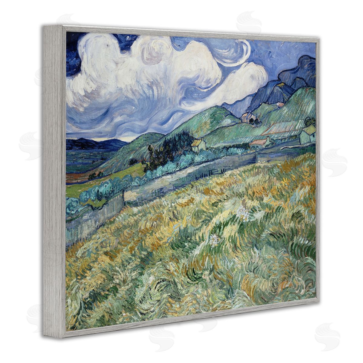 Vincent Van Gogh Green Wheat Field Van Gogh Gray Framed Giclee Wall Artside_