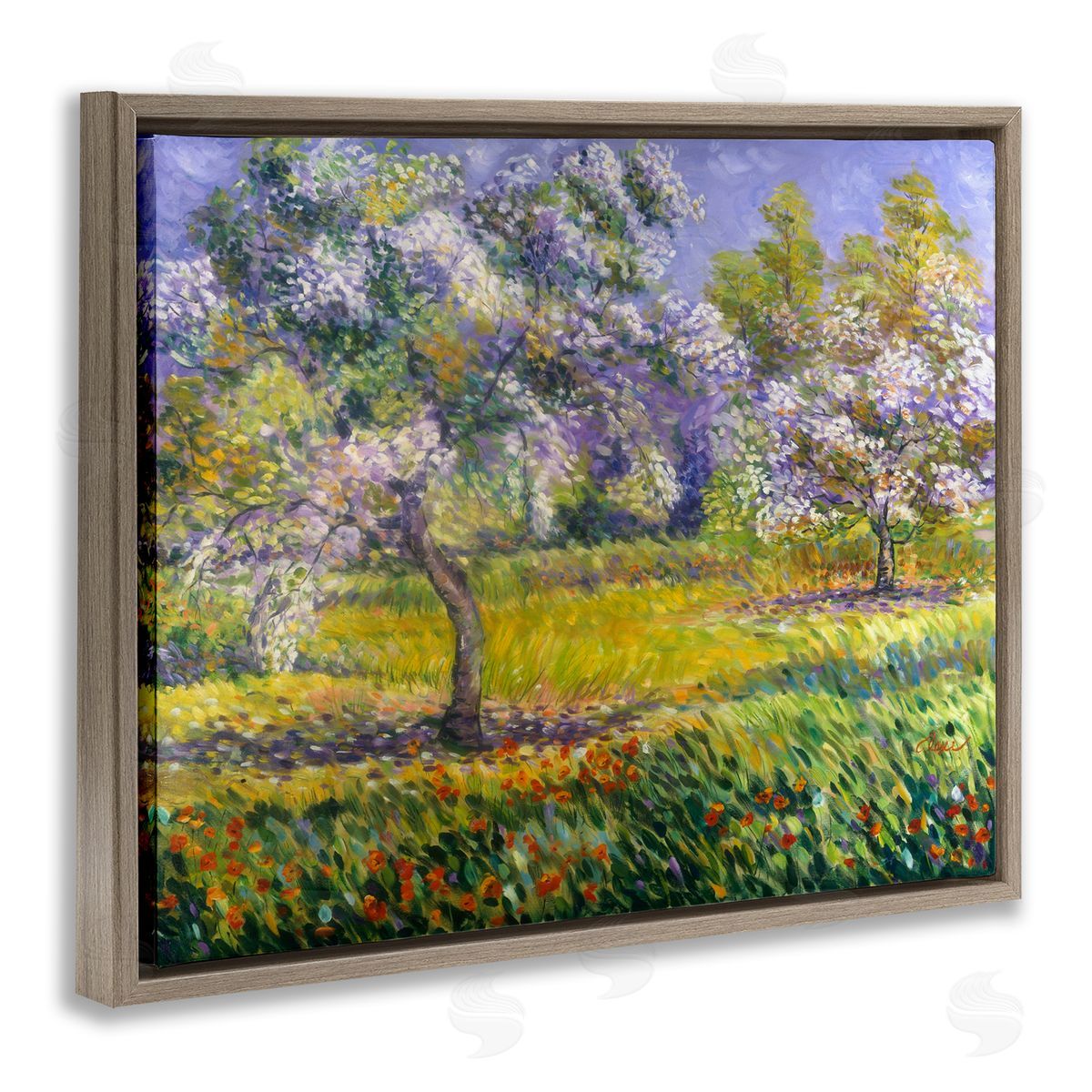 Alexi Fine Spring Blooming Trees Brown Floater Frame Canvas Artside_
