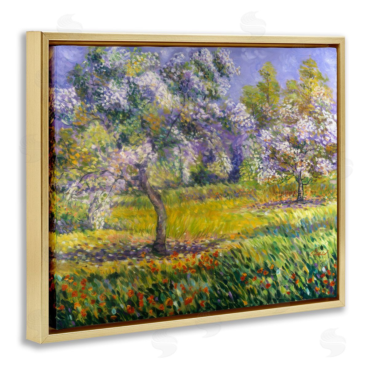 Alexi Fine Spring Blooming Trees Gold Floater Frame Canvas Artside_