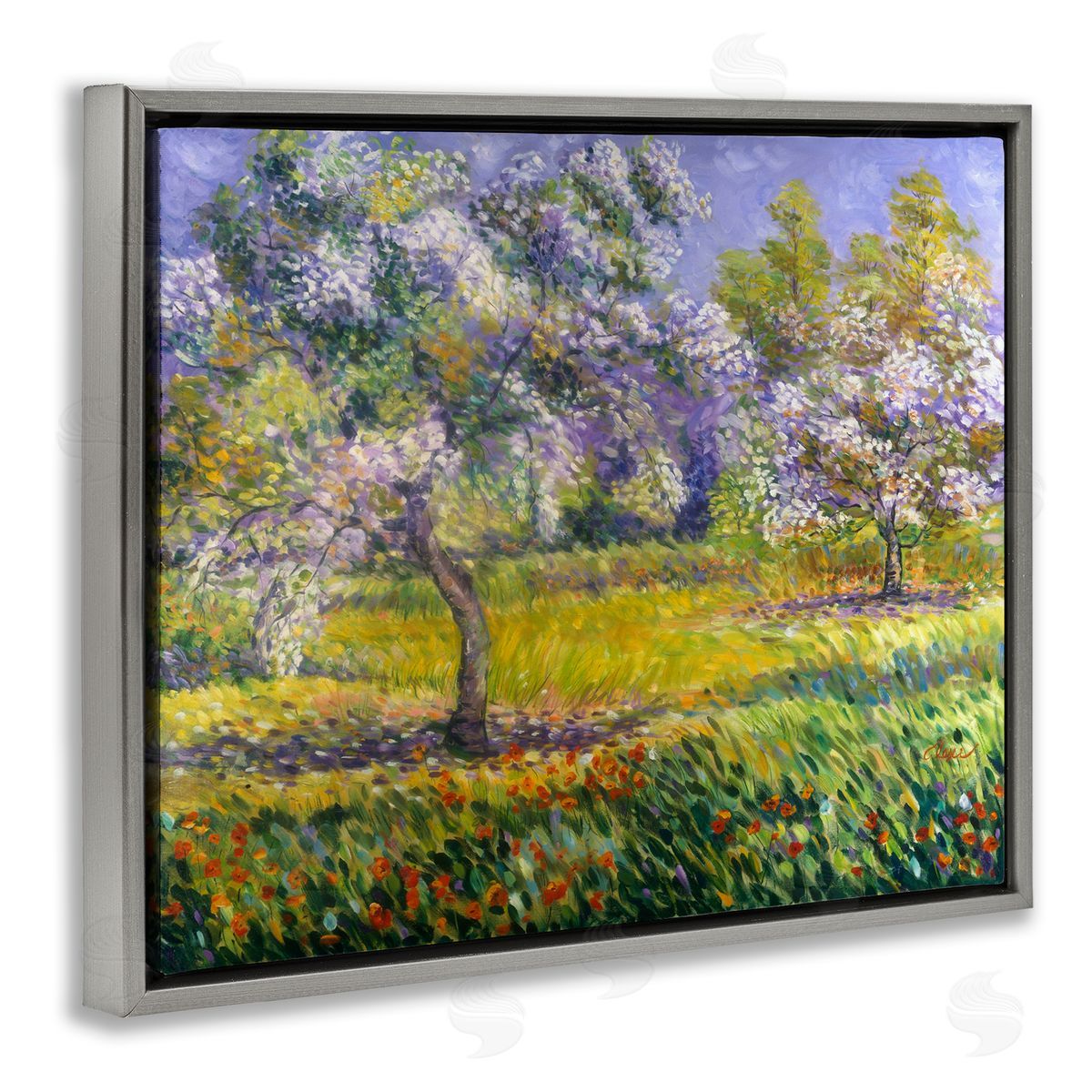 Alexi Fine Spring Blooming Trees Gray Floater Frame Canvas Artside_
