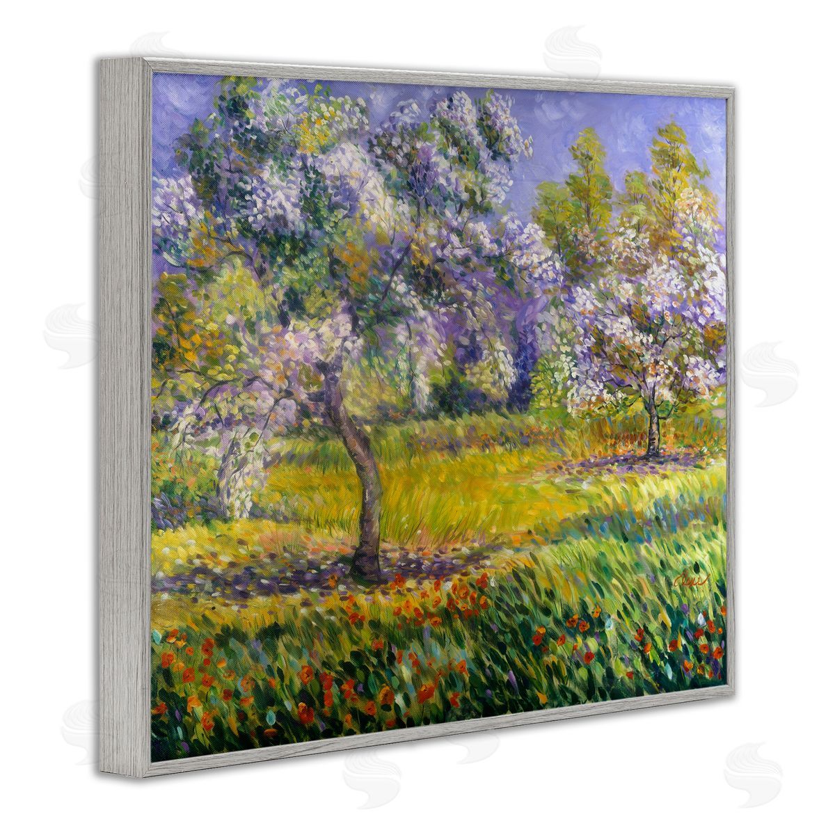 Alexi Fine Spring Blooming Trees Gray Framed Giclee Wall Artside_