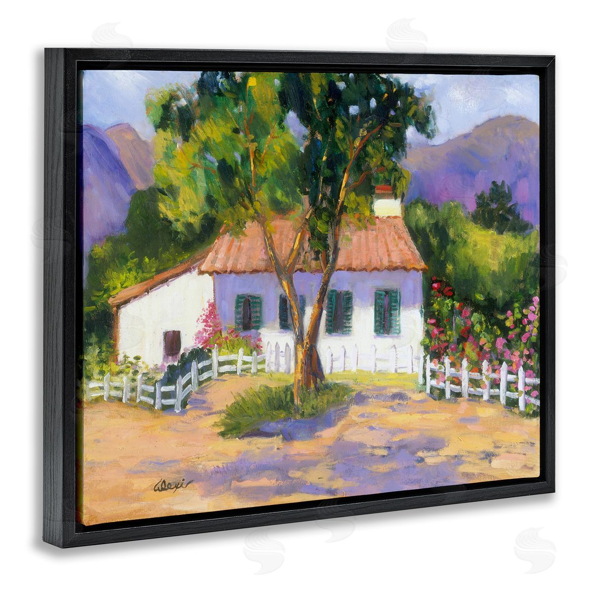 Alexi Fine Cottage Nature Painting Black Floater Frame Canvas Artside_
