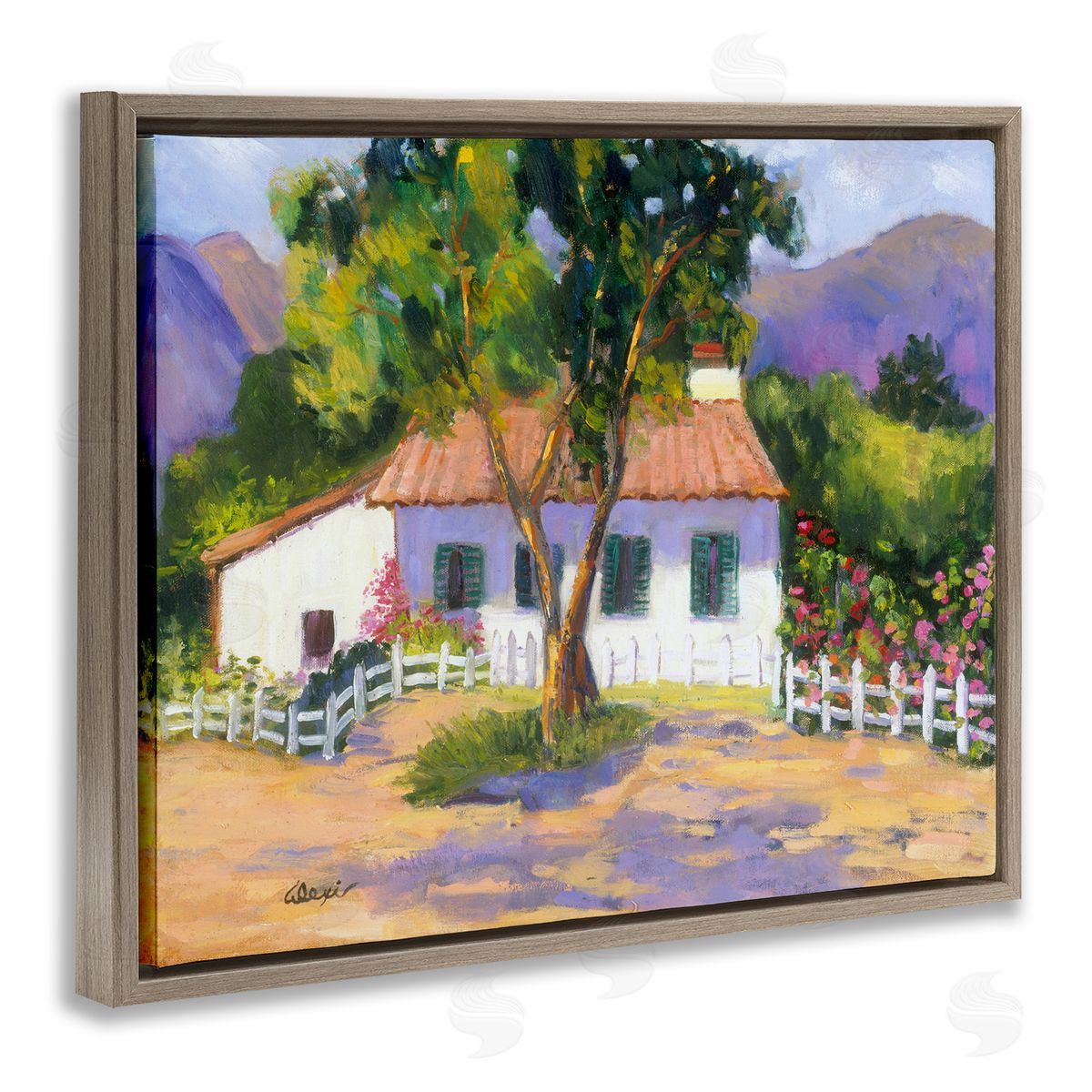 Alexi Fine Cottage Nature Painting Brown Floater Frame Canvas Artside_