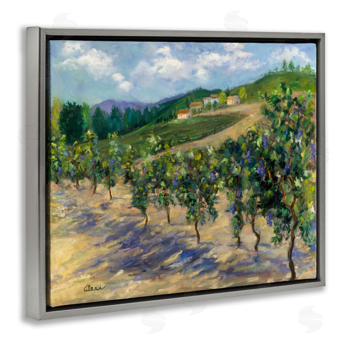 Alexi Fine Rural Vineyard Painting Gray Floater Frame Canvas Artside_