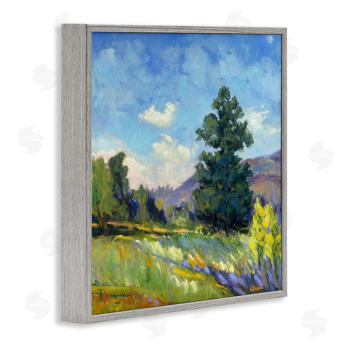 Alexi Fine Rural Nature Painting Gray Framed Giclee Wall Artside_