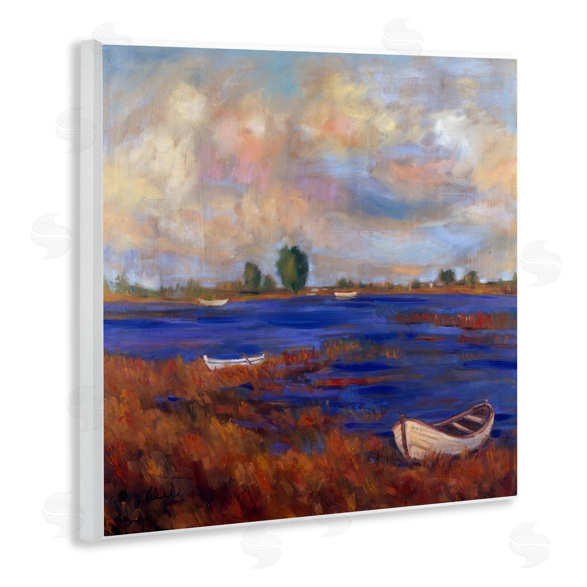 Alexi Fine Boats on Lake Shore Wall Plaque Artside_