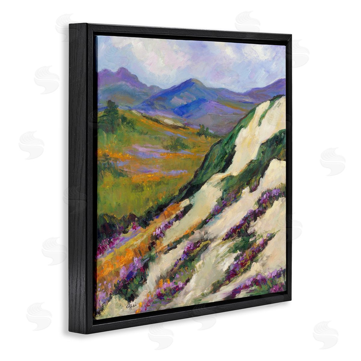 Alexi Fine Purple Mountains Landscape Black Floater Frame Canvas Artside_