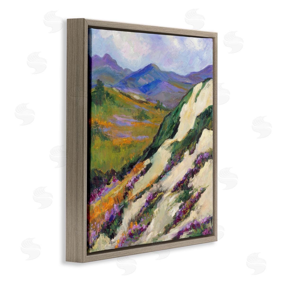 Alexi Fine Purple Mountains Landscape Brown Floater Frame Canvas Artside_