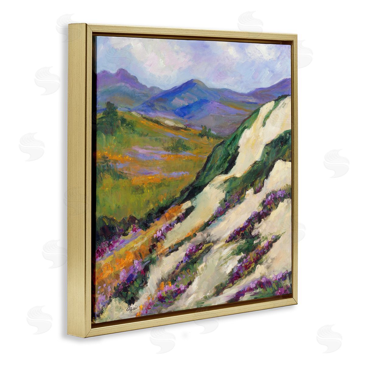 Alexi Fine Purple Mountains Landscape Gold Floater Frame Canvas Artside_