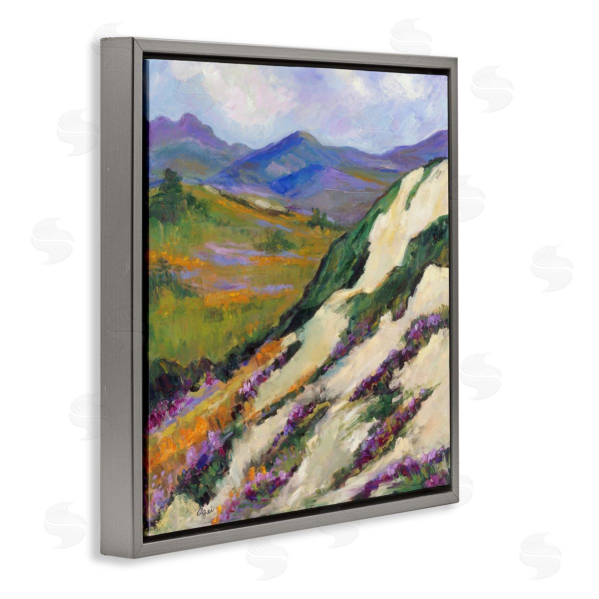 Alexi Fine Purple Mountains Landscape Gray Floater Frame Canvas Artside_