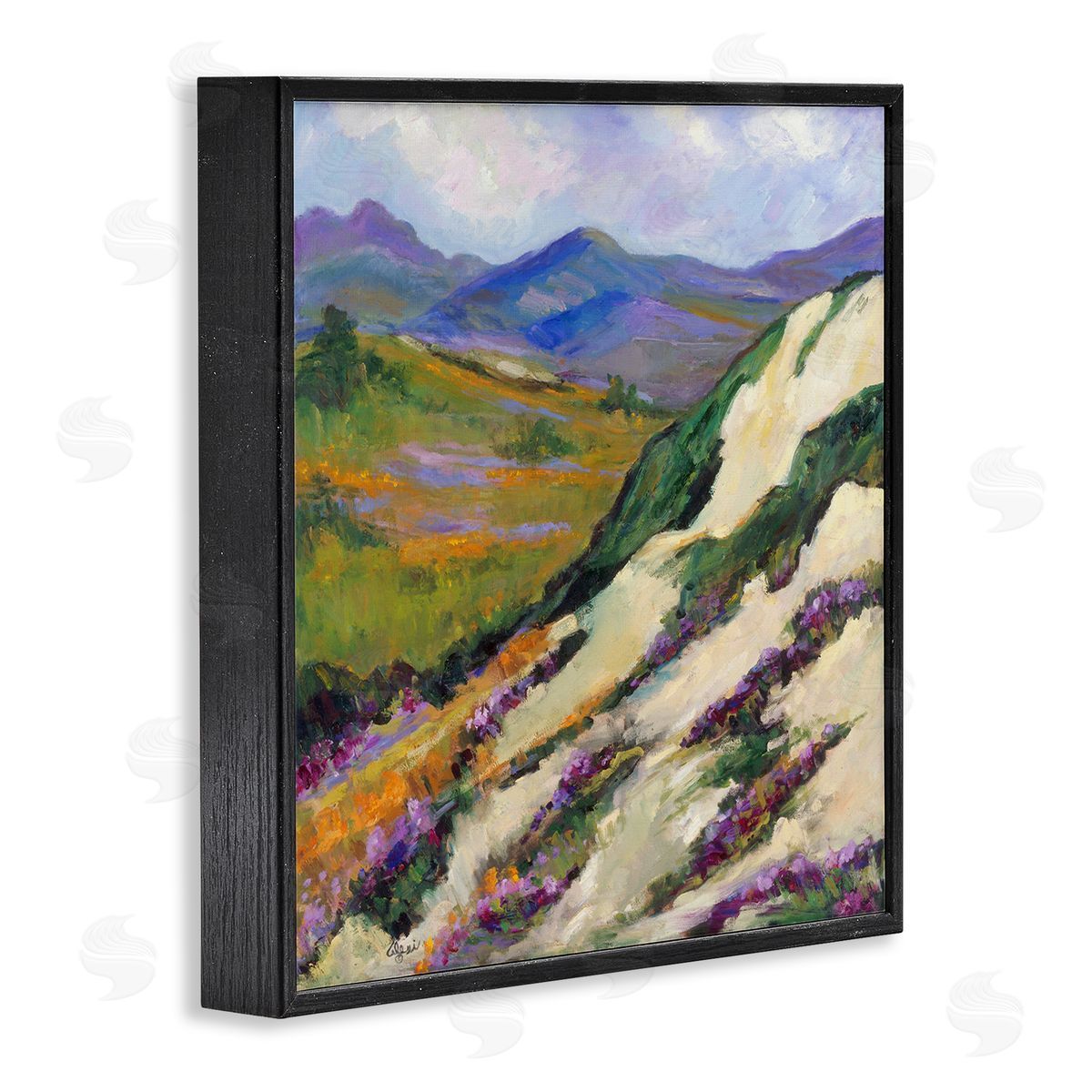 Alexi Fine Purple Mountains Landscape Black Framed Giclee Wall Artside_