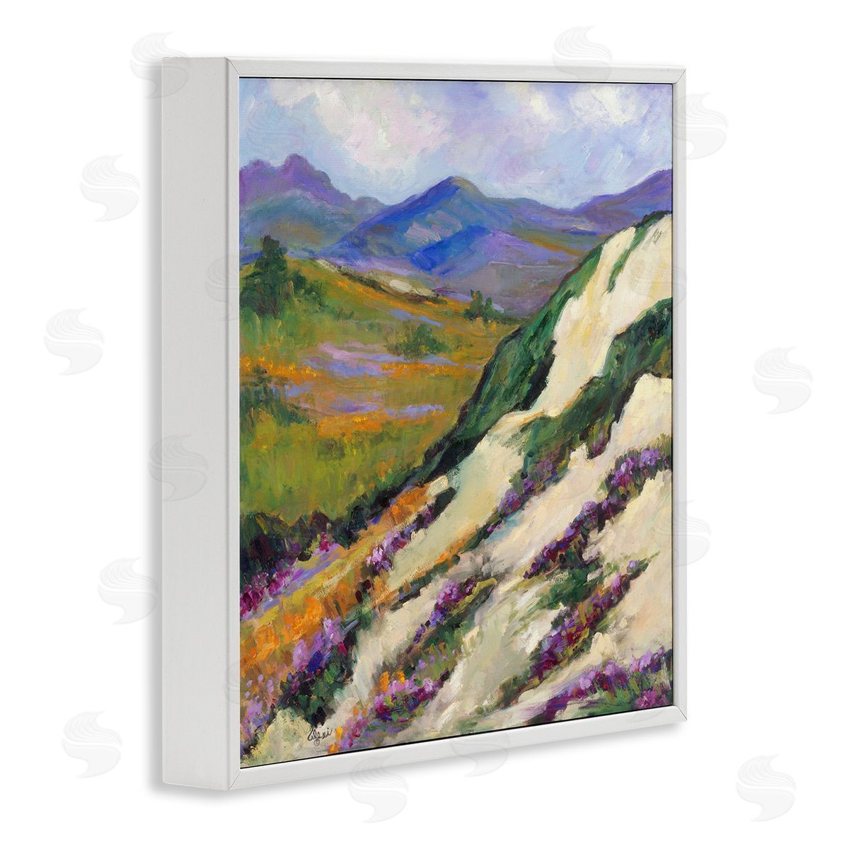 Alexi Fine Purple Mountains Landscape White Framed Giclee Wall Artside_