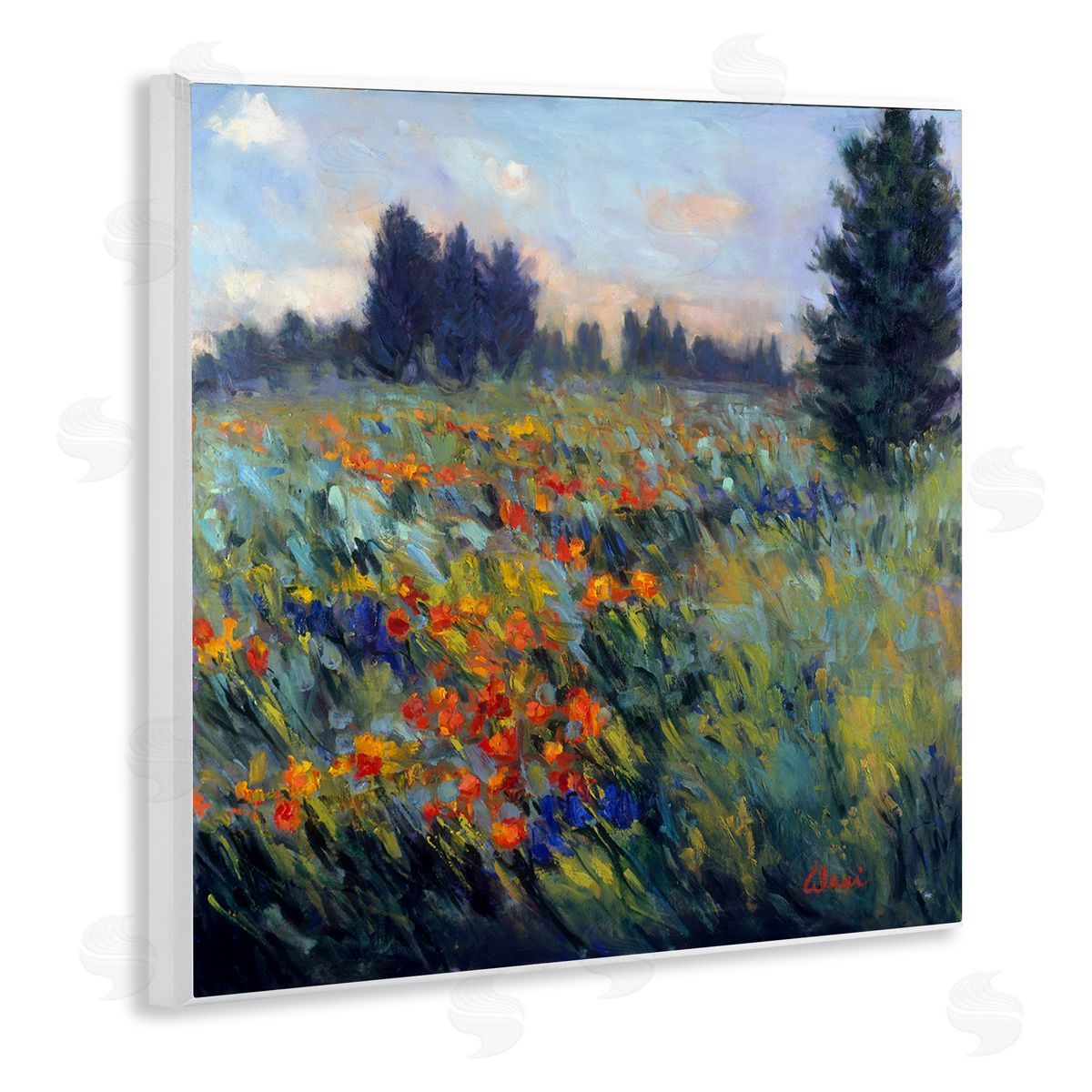 Flower Meadow Landscape Wood Plaque Wall Art, Home Decor by Alexi Fine