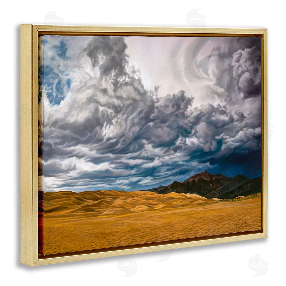 Kim McElroy Cloudy Sand Dunes Gold Floater Frame Canvas Artside_