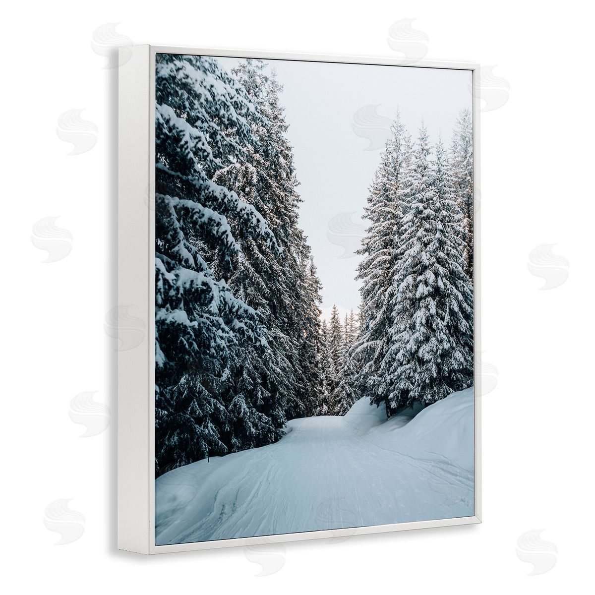 Incado Snowy Ski Slopes White Framed Giclee Wall Artside_